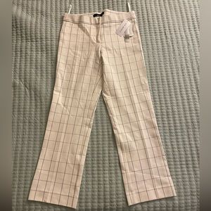 Amanda + Chelsea white pants with black and dark blue checkered lines. Size 4.